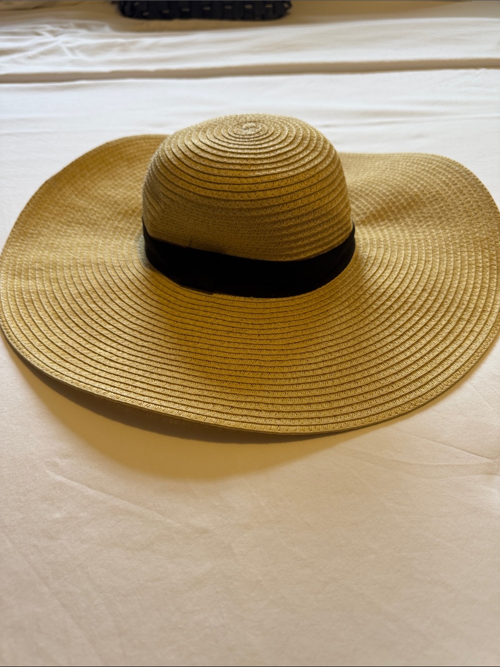 Target Wide-Brim Straw Sun Hat in Tan with Black Band